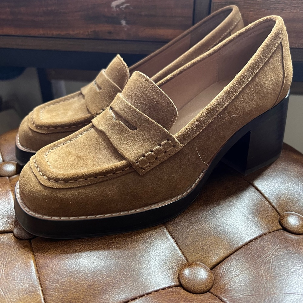 Chocolat Blu Brown Suede Loafer Heels